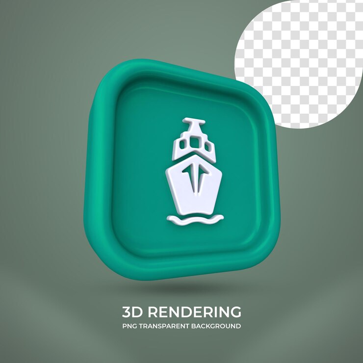 PSD nave icono 3d renderizado aislado fondo transparente