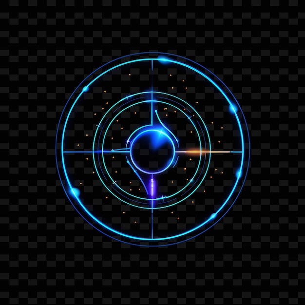 PSD navegação gps high tech azul circular neon lines mapa pin de png y2k shapes transparent light arts