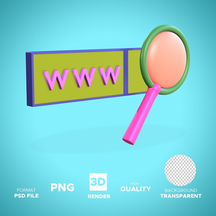 PSD navegador motor de búsqueda 3d render icono objeto aislado