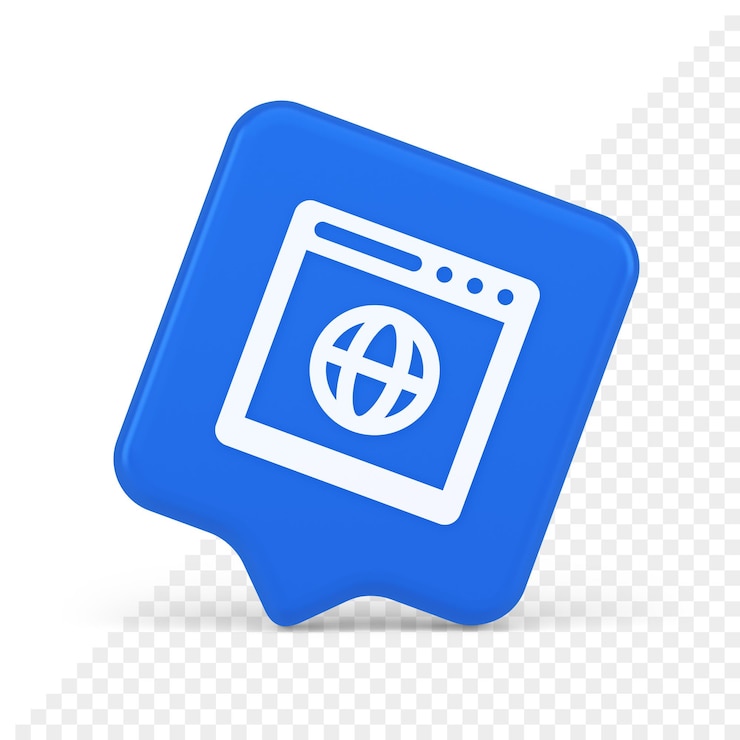 PSD navegador sitio web búsqueda en internet botón de conexión en línea información de la página web icono de burbuja de voz 3d
