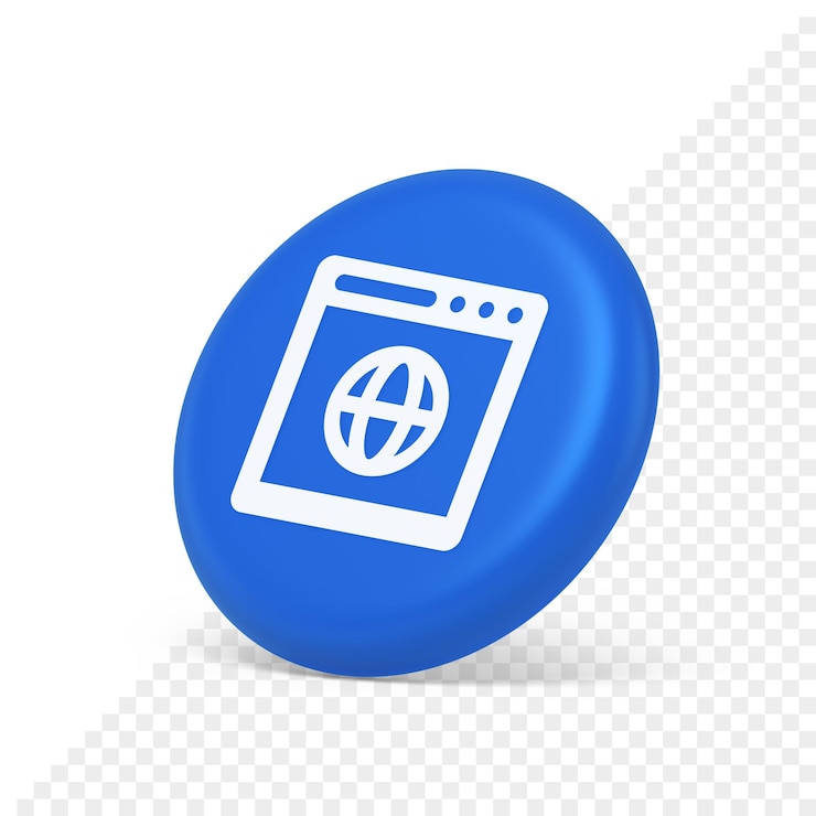 PSD navegador sitio web búsqueda en internet botón de conexión en línea información de la página web icono de vista lateral 3d