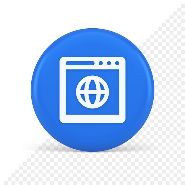 Navegador sitio web búsqueda en internet botón de conexión en línea página web información icono 3d
