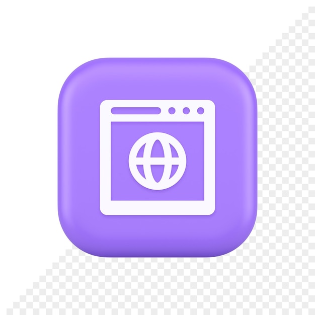 Navegador sitio web búsqueda en internet botón de conexión en línea página web información icono 3d