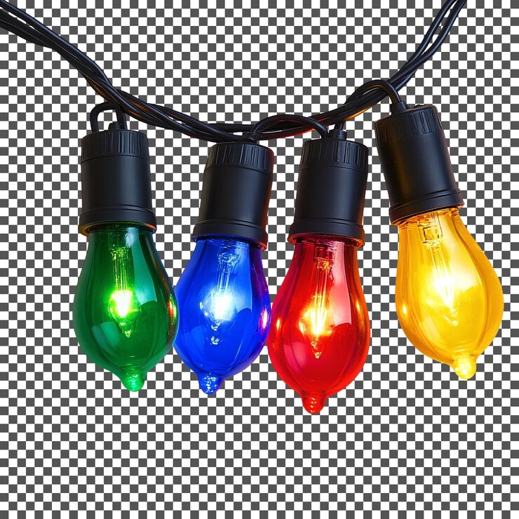 PSD navidad colorida sonido sincronizado luces navideñas aisladas en un fondo transparente