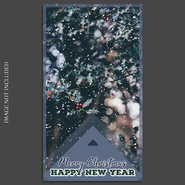 PSD navidad y feliz año nuevo 2019 photo mockup e instagram story template para redes sociales