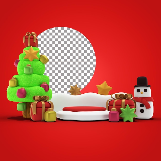 PSD navidad con podium 2022 3d rendering