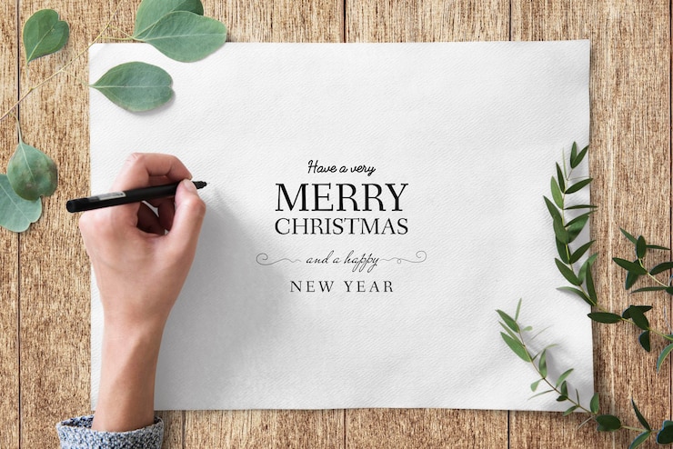 PSD navidad vacaciones saludo diseño maqueta