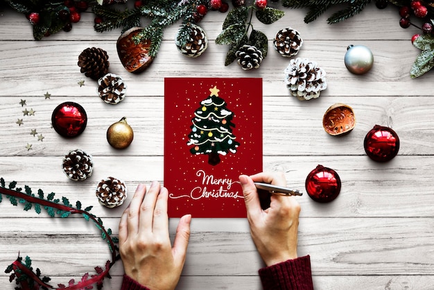 Navidad vacaciones saludo diseño maqueta