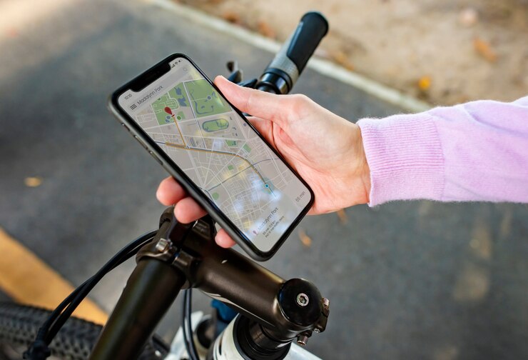PSD navigationskarte auf einem smartphone-bildschirm