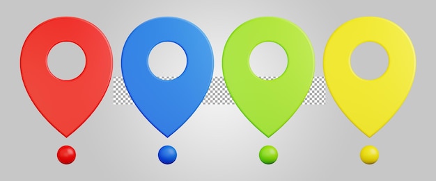 Navigazione pin indicatore mappa isolata su sfondo trasparente Rendering 3D