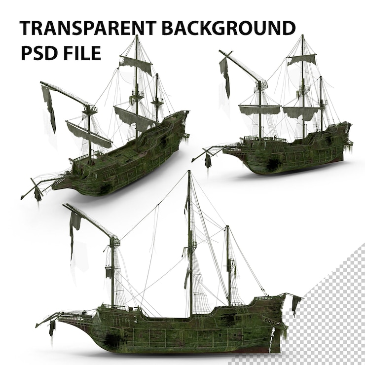 PSD navio pirata fantasma png