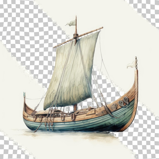 PSD navio viking sozinho em fundo transparente