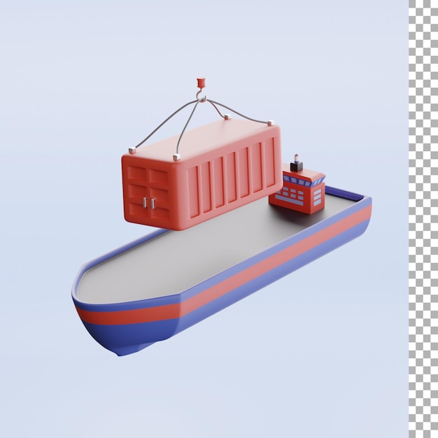 Navire cargo avec illustration 3d de conteneur