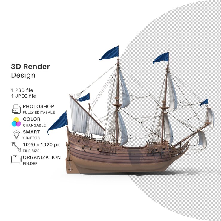 PSD navire fluyt modélisation 3d fichier psd navire réaliste