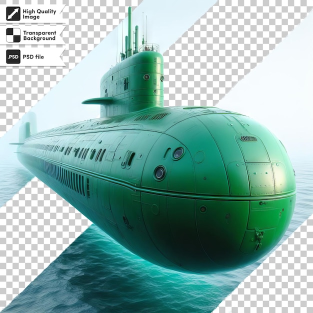 PSD un navire vert avec une coque verte est montré en arrière-plan