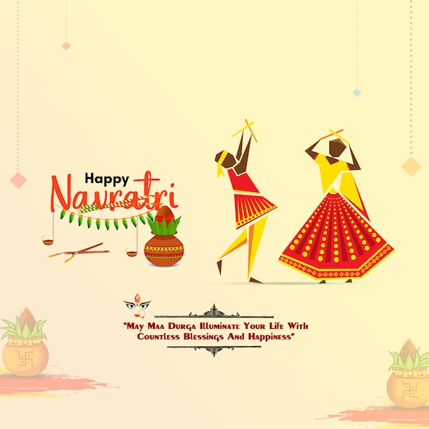 Navratri Inizio della festa indiana Puja della carta religiosa