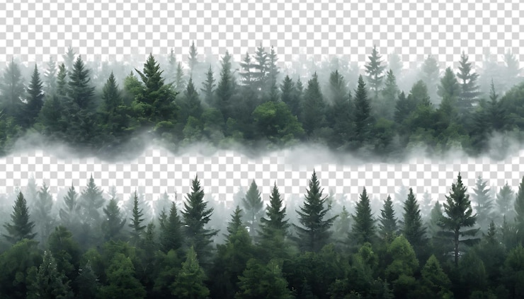 PSD neblige waldlandschaft