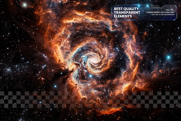 Nébuleuse cosmique avec des étoiles brillantes sur un fond transparent