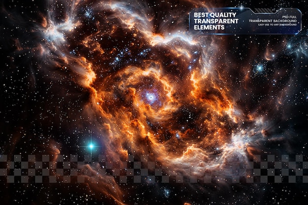 Nébuleuse cosmique avec des étoiles brillantes sur un fond transparent