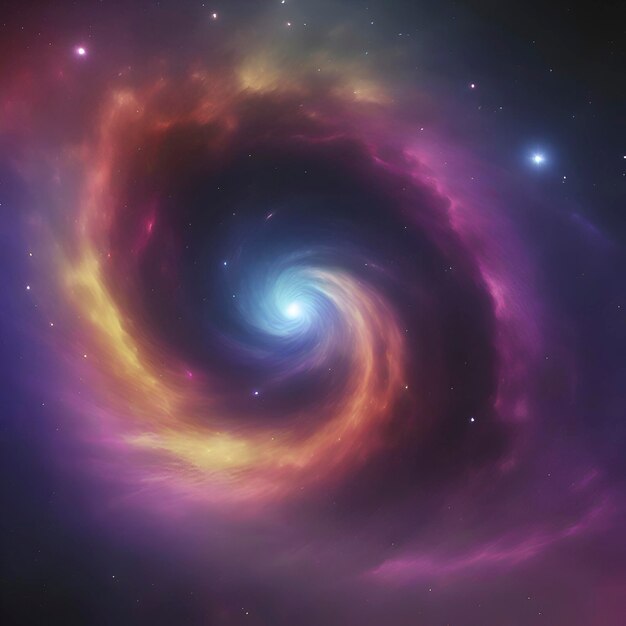PSD la nébuleuse tourbillonnante et le trou noir au milieu d'une galaxie arc-en-ciel