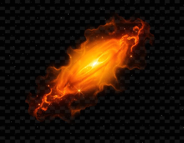 PSD la nebulosa de ámbar etéreo que acuna a las estrellas nacientes en su abrazo ardiente simboliza el fondo de neón de png