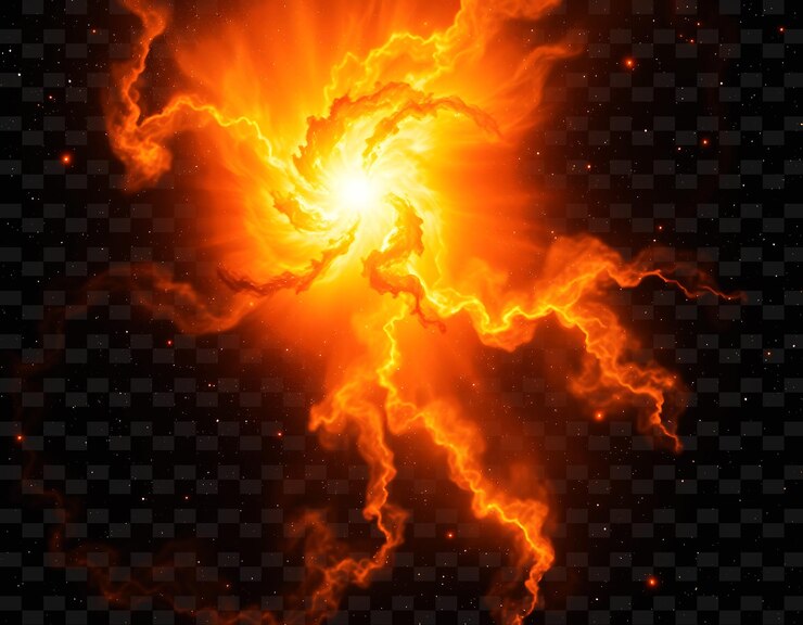 PSD la nebulosa de azafrán radiante en llamas con los fuegos del nacimiento estelar simboliza el fondo de neón de pngb
