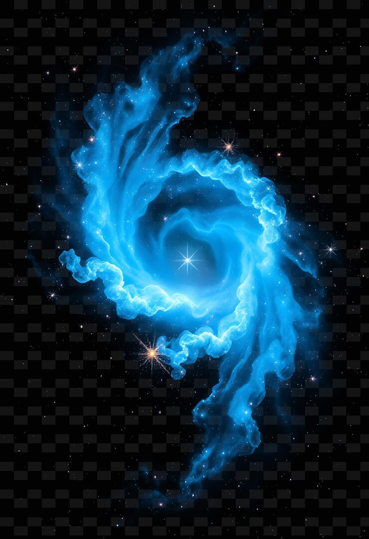 PSD la nebulosa azul etérea acuna el nacimiento de nuevas estrellas en su brillante abrazo png neon de fondo