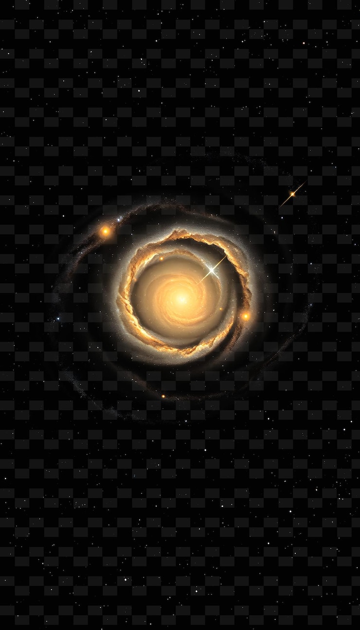 PSD nebulosa di galassia a spirale a sbarre con bracci a spirale e barra centrale che brilla con caldo sfondo al neon pngy