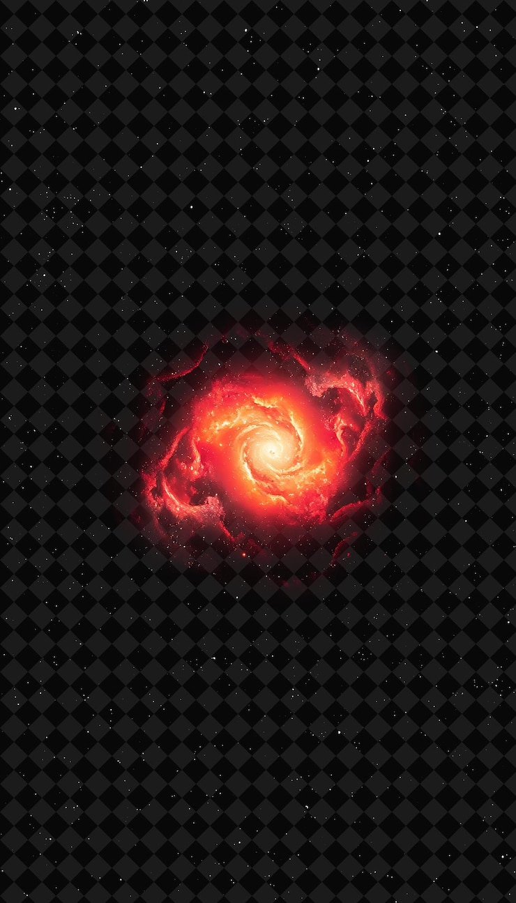 PSD nebulosa galáctica irregular con estructura caótica pulsando con marco de color de neón rojo colección y2k