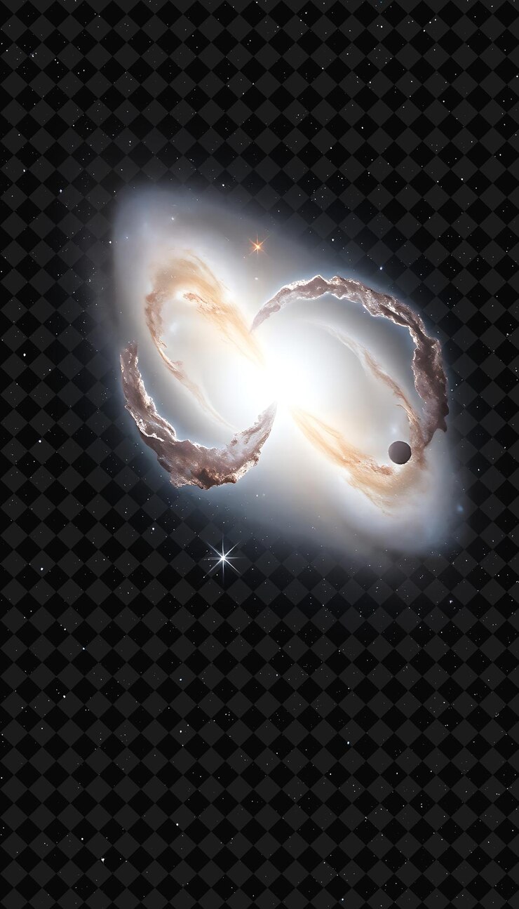PSD nebulosa de la galaxia cusp con un pico central agudo que brilla con una intensa luz blanca con un centavo brillante