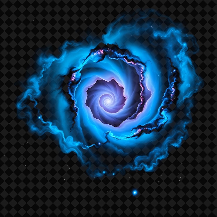PSD nebulosa planetaria que se despliega con azul azulado vibrante e índigo undulatin neon color frame colección y2k