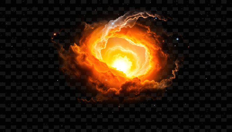 PSD nebulosa remanente de supernova con cáscara en expansión que brilla con una intensa luz multicolor con ra