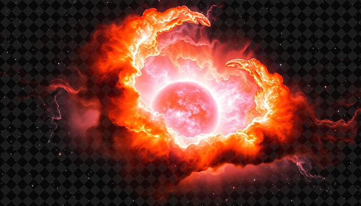 PSD nebulosa remanente de supernova con cáscara en expansión que brilla con una intensa luz multicolor con ra