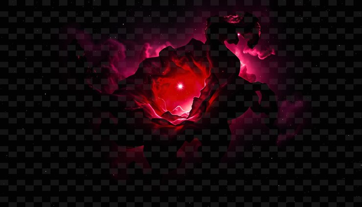 PSD nebulosa roseta con forma de flor que brilla con luz roja y rosada que se asemeja a una rosa celestial