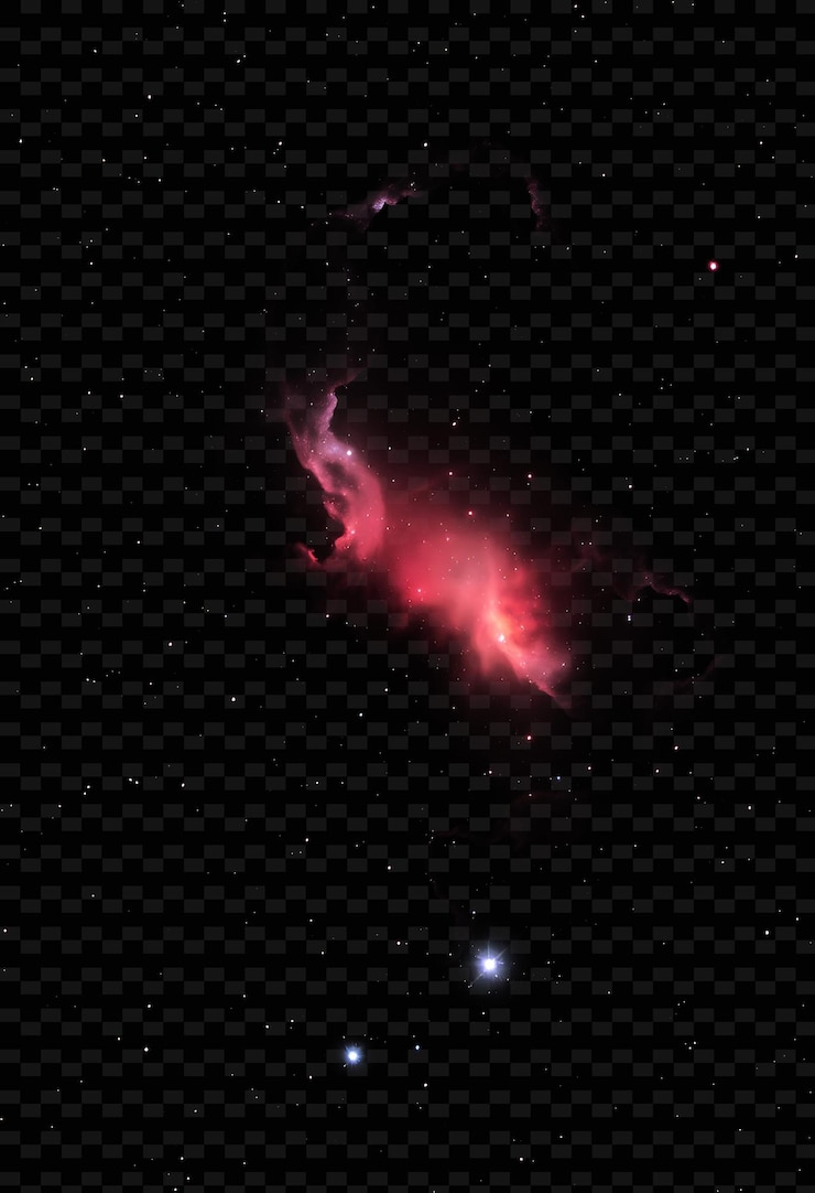 PSD nebulosa variable de hubble con estructura compleja que brilla con luz roja y rosada png neon de fondok
