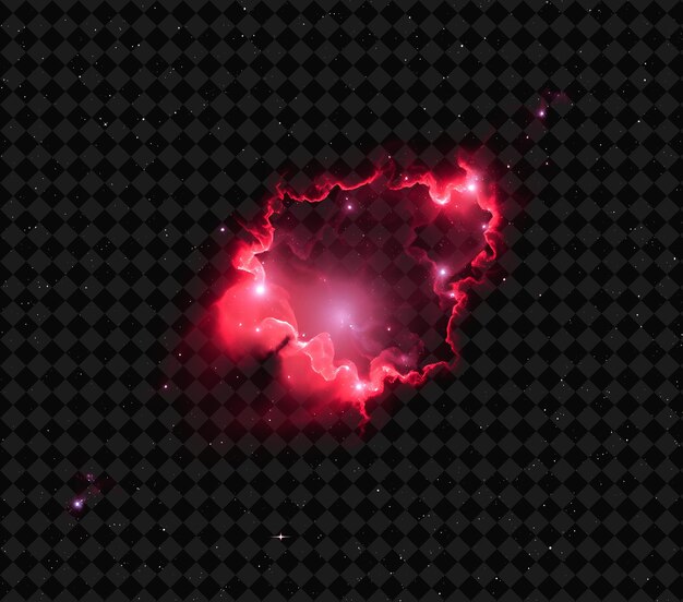 Nebulosa variable de Hubble con estructura compleja que brilla con rojo y un marco de colores de neón Colección Y2K