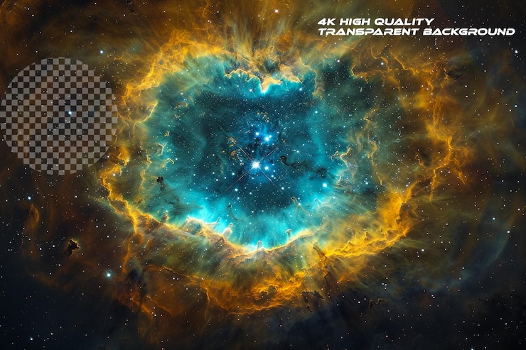 PSD nebulose planetarie resti colorati di stelle morenti su uno sfondo trasparente