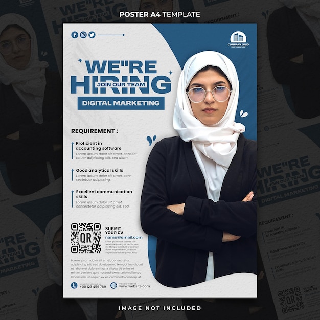 Necesitamos empleados de marketing digital cartel A4 o plantilla de pancarta