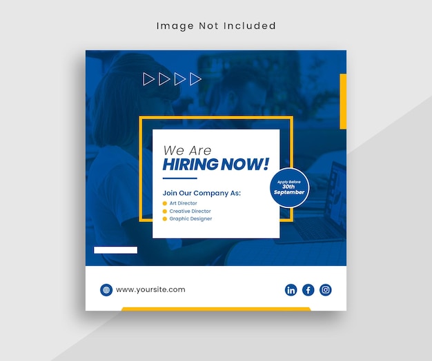 Negocio estamos contratando plantilla de publicación de banner de redes sociales de trabajo de empleado