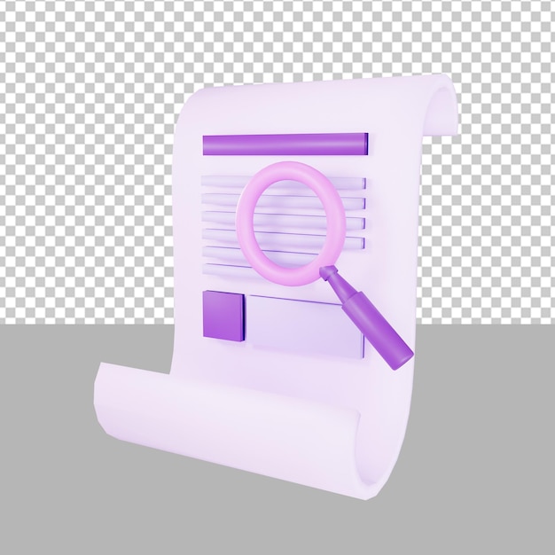 Negocio de ilustración 3D de búsqueda de papel