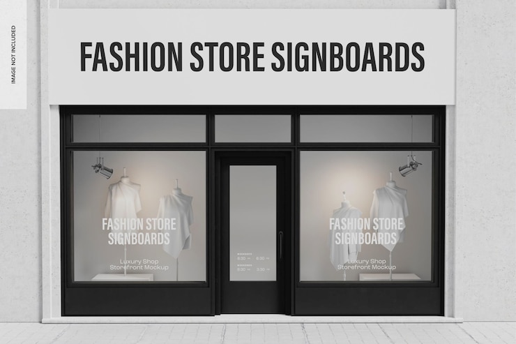 PSD negozio di lusso storefront mockup, vista frontale