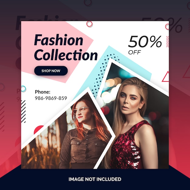 Negozio di moda Instagram post, banner quadrato o modello di volantino