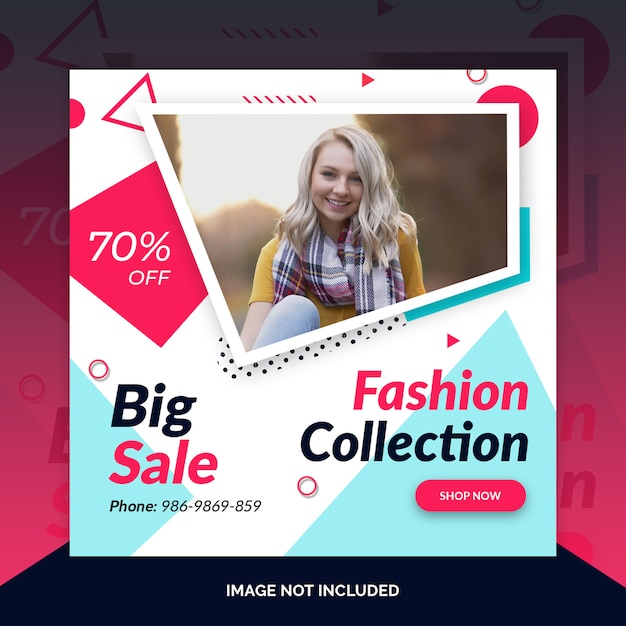 Negozio di moda post Instagram, banner quadrato