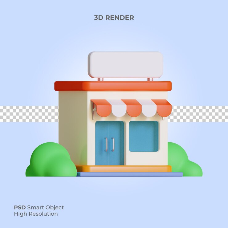 Negozio icona 3d illustrazione isolato premium psd