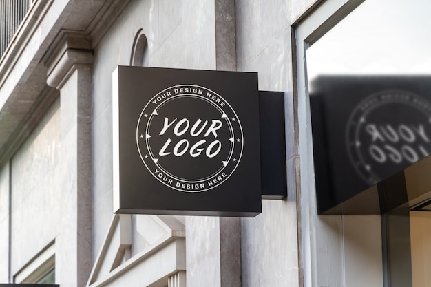 Negozio marchio logo cartello stradale Mockup