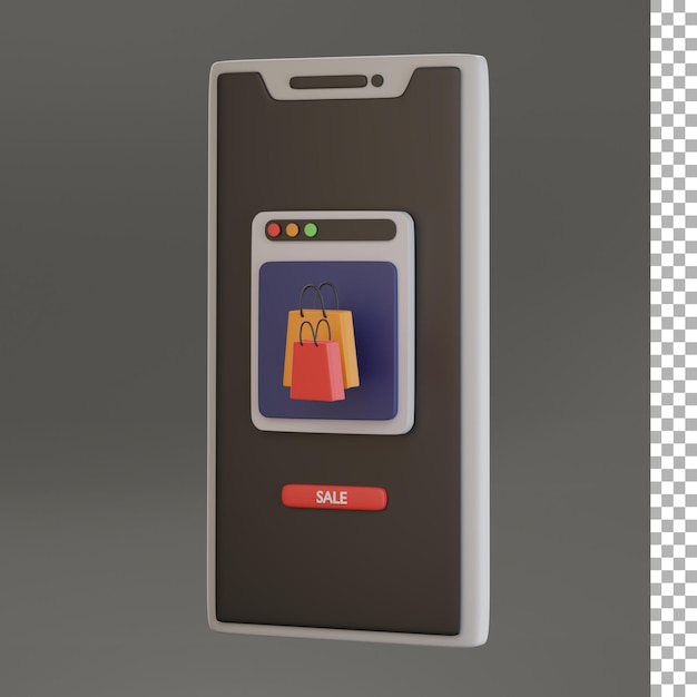 Negozio online nell'illustrazione 3d dello smartphone