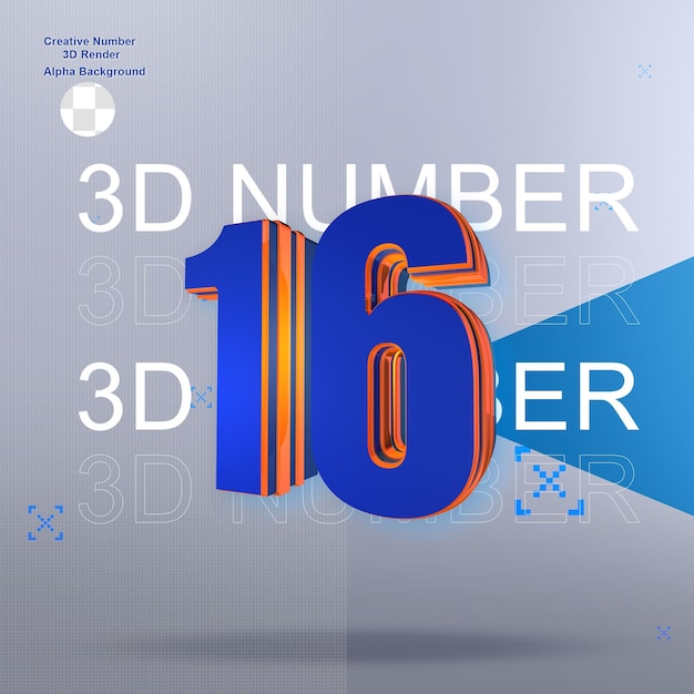 Negrita azul 3d number16