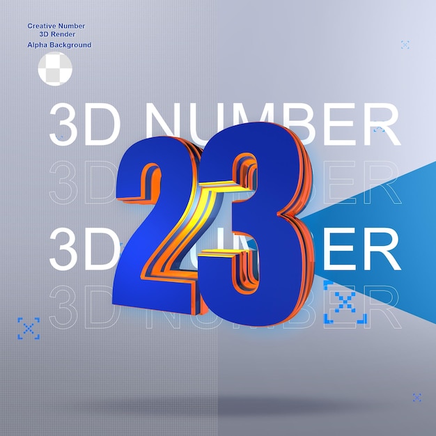 PSD negrita azul 3d number23