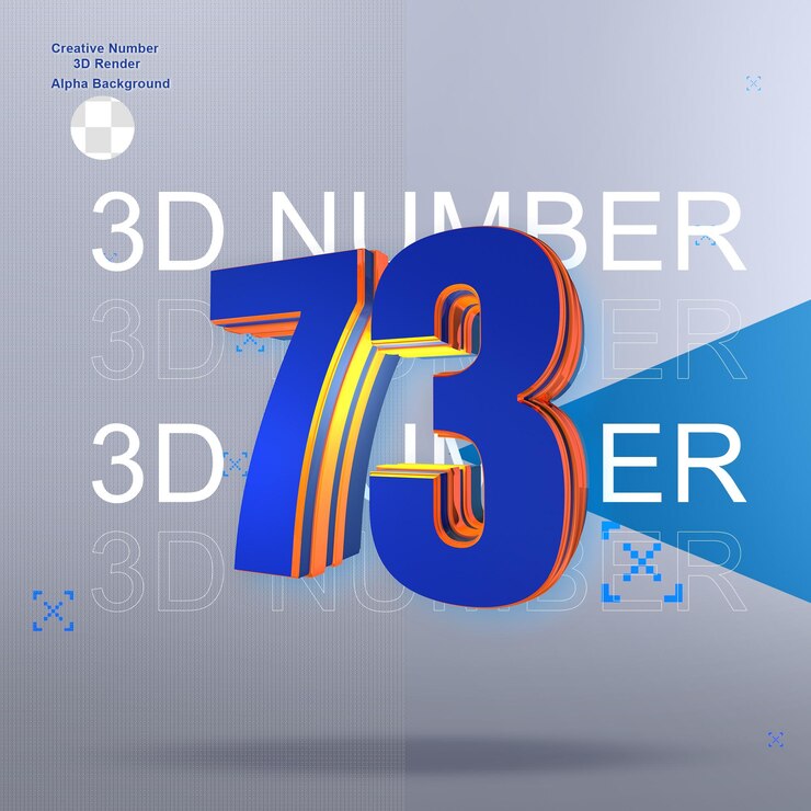 PSD negrita azul 3d number73
