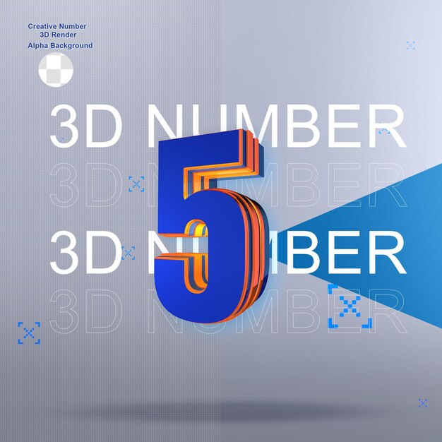 Negrita azul 3d número 5